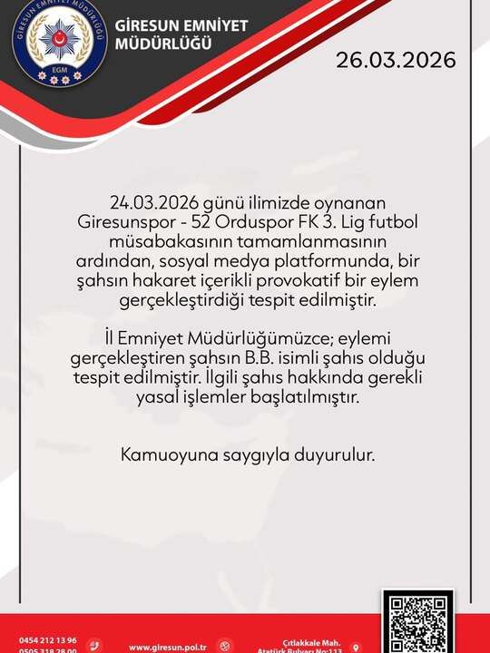 Provokatif Şahıs Hakkında Yasal İşlem Başlatıldı